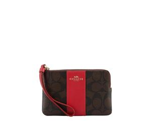 Buy Coach Canvas With Leather Clutch Coin Purse Wrist Bag Women's Brown & Red at Sasom – Authentic and Ready to Ship