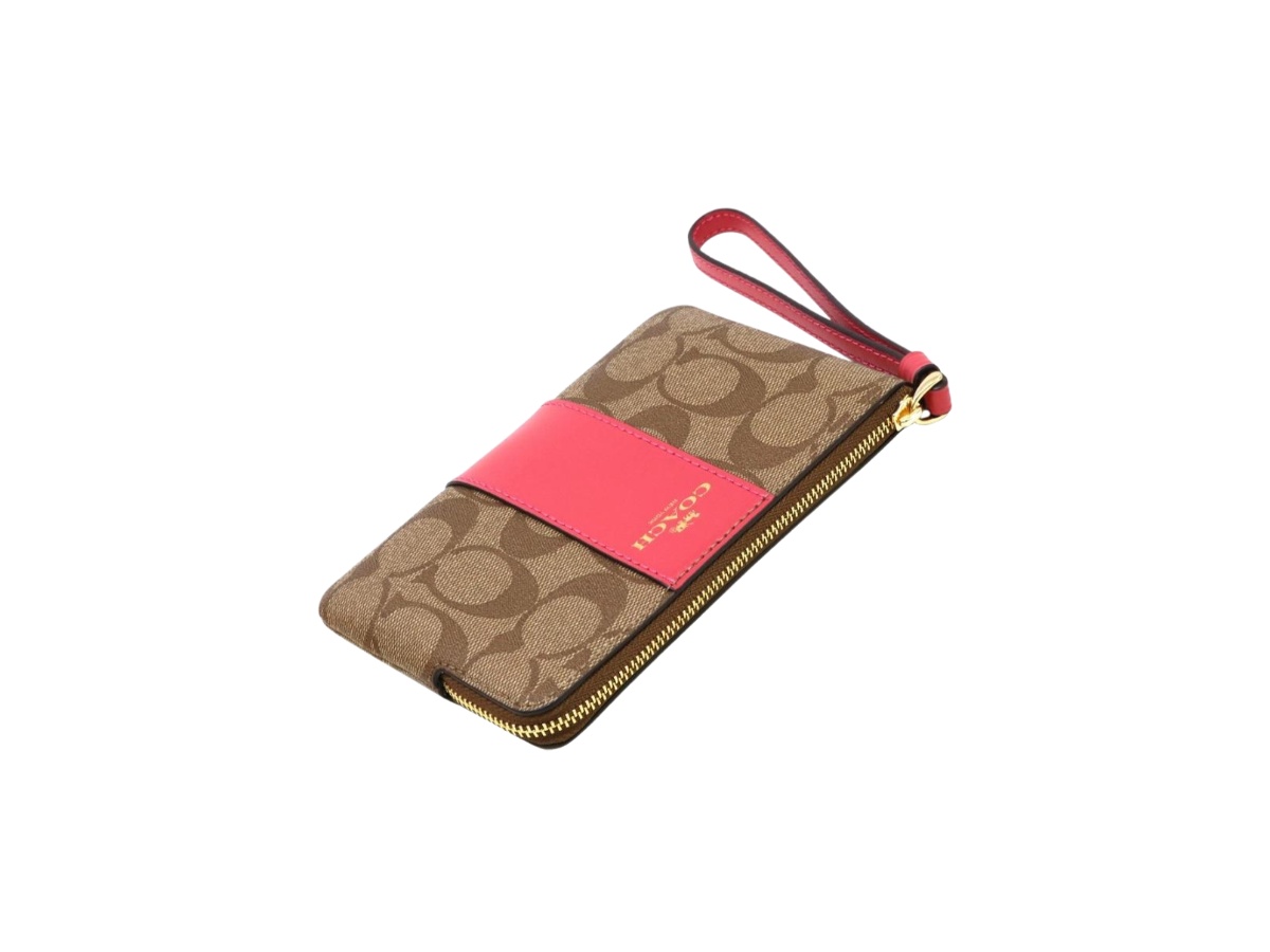 https://d2cva83hdk3bwc.cloudfront.net/58035-pink-coach-corner-zip-wristlet-in-signature-canvas-khaki-and-bold-pink-4.jpg