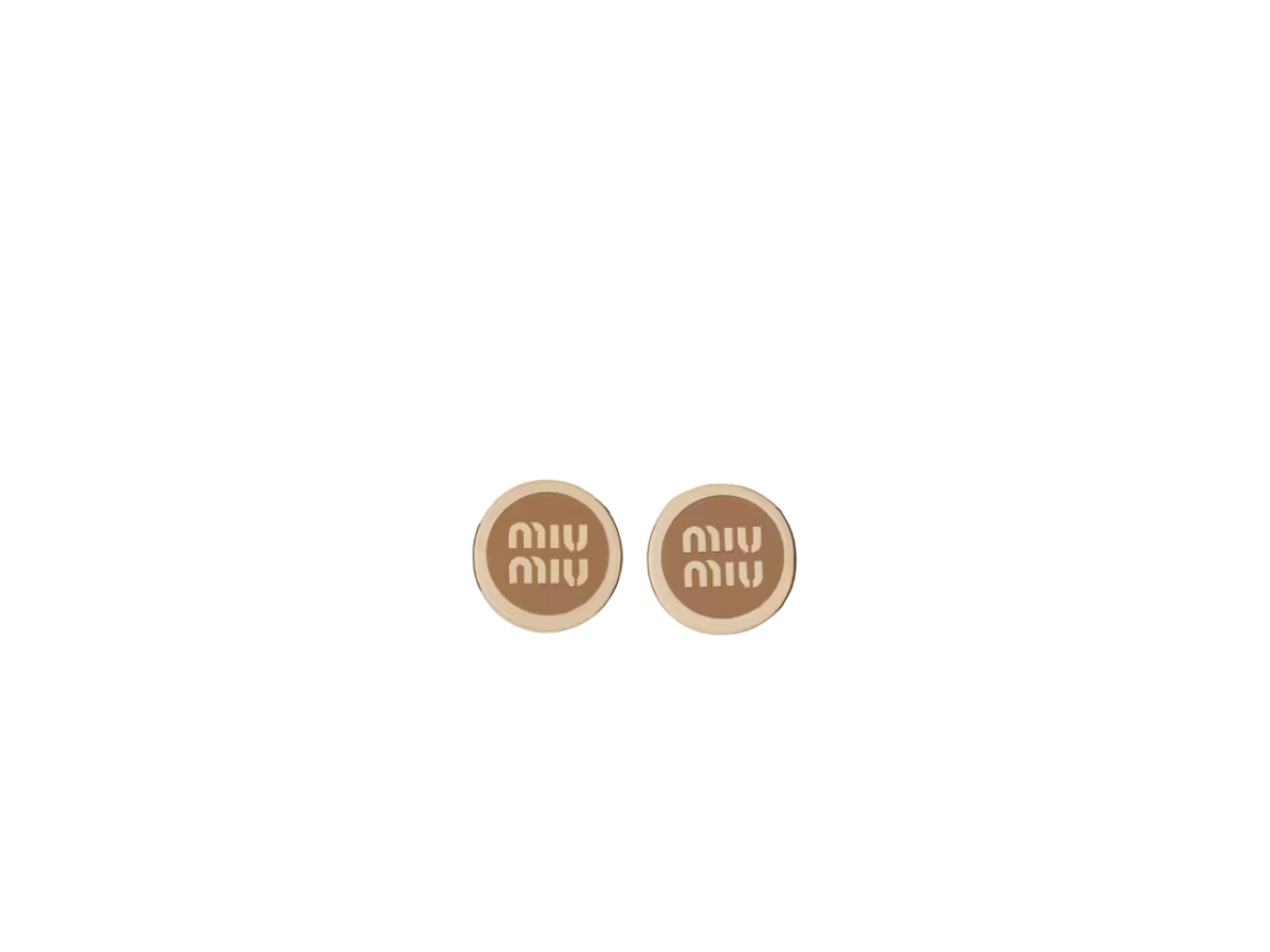 Miu Miu| (5JO912 2F6T F098L) Miu Miu Plated Metal Earrings Caramel With Visible Logo Caramel