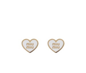 Buy Miu Miu Logo Heart Earrings White at Sasom – Authentic and Ready to Ship
