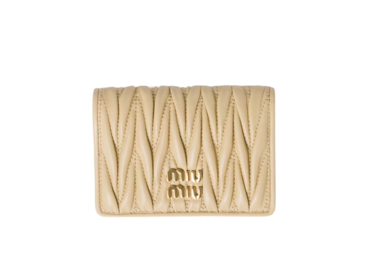 Miu Miu Matelasse Nappa Leather Card Holder Green Soybean