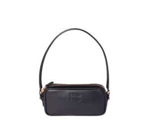 Miu Miu Leather Shoulder Bag With Logo-Engraved Push-Lock Clasp