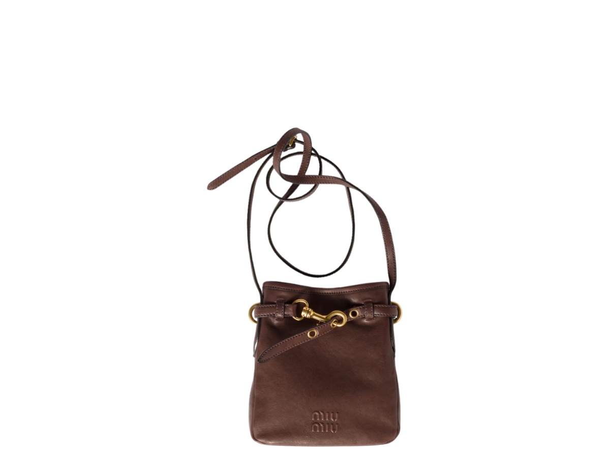 ミュウミュウ　Nappa leather pouch Briarwood Nappa Leather Pouch | Miu Miu