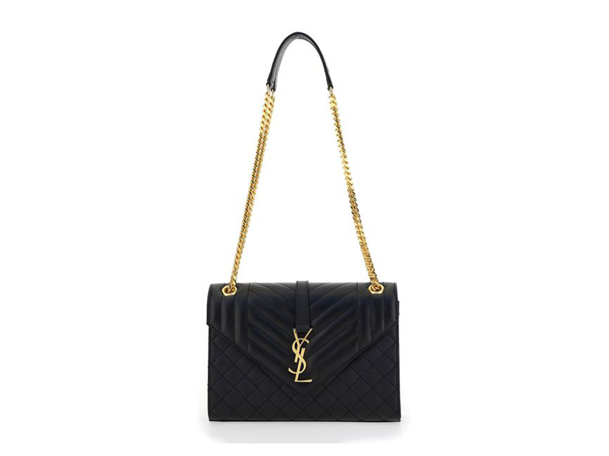 Buy Saint Laurent Envelope Quilted Leather Shoulder Bagblack Calf 100 at Sasom – Authentic and Ready to Ship