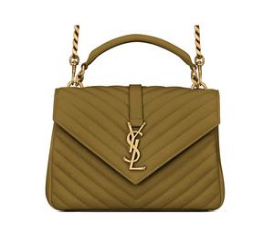 Buy Saint Laurent College Quilting Leather Portable Crossbody Bag Shoulder Bag Medium Size Women's Olive Green at Sasom – Authentic and Ready to Ship