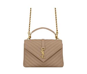 Buy Saint Laurent College Sheepskin Portable Crossbody Bag Shoulder Bag Medium Size Women's Gray Brown at Sasom – Authentic and Ready to Ship
