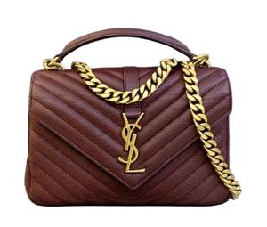 Buy Saint Laurent College Sheepskin Crossbody One Shoulder Handbags Medium Size Women's Burgundy at Sasom – Authentic and Ready to Ship