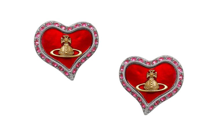 【VIVIENNE WESTWOOD】Heart embellished earrings Heart embellished earrings in silver - Vivienne Westwood