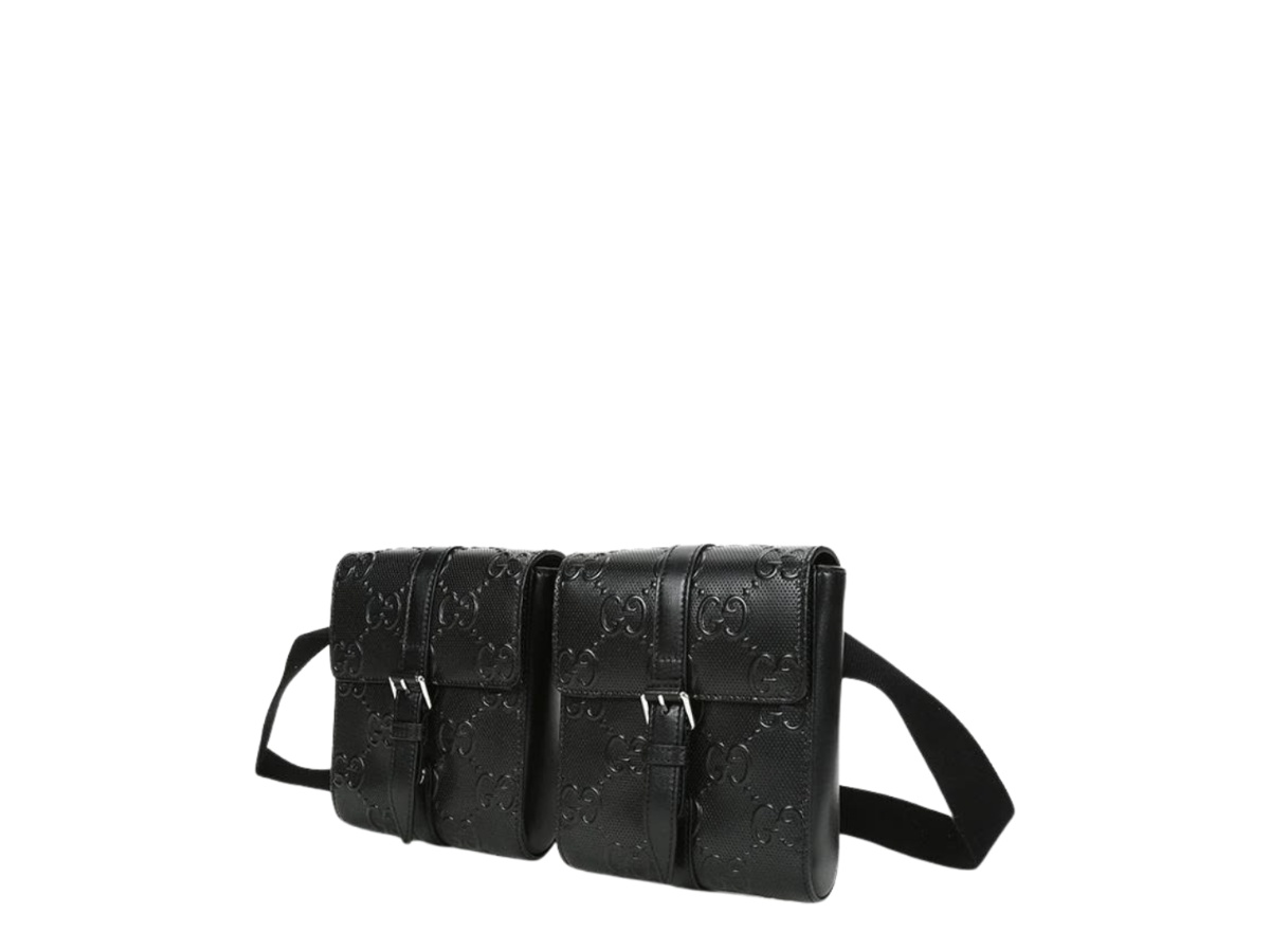 https://d2cva83hdk3bwc.cloudfront.net/631339-1w3cn-1000-gucci-gg-embossed-perforated-double-belt-bag-black-2.jpg