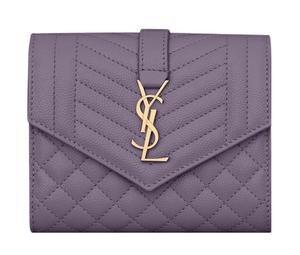 Buy Saint Laurent LE MONOGRAMME Grained Embossed Cow Leather Wallet Small Size Women's Purple at Sasom – Authentic and Ready to Ship
