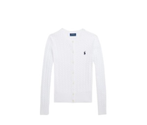 Buy Polo Ralph Lauren Mini-Cable Cotton Cardigan Optic White Navy at Sasom – Authentic and Ready to Ship