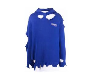 Buy Balenciaga Political Campaign Destroyed Knit Hoodie at Sasom – Authentic and Ready to Ship