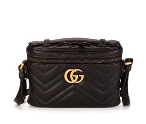 Buy Gucci Marmont Quilted Leather Makeup Bag, Shoulder Bag, Handbag Medium Size Women's Black at Sasom – Authentic and Ready to Ship