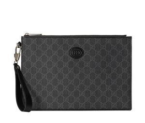 Buy Gucci Canvas With Leather Clutch Men's Black Gray Color at Sasom – Authentic and Ready to Ship