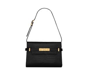 Buy SAINT LAURENT MANHATTAN Crocodile Pattern Embossed Glossy Cow Leather Crossbody Bag Shoulder Bag Women's Black at Sasom – Authentic and Ready to Ship