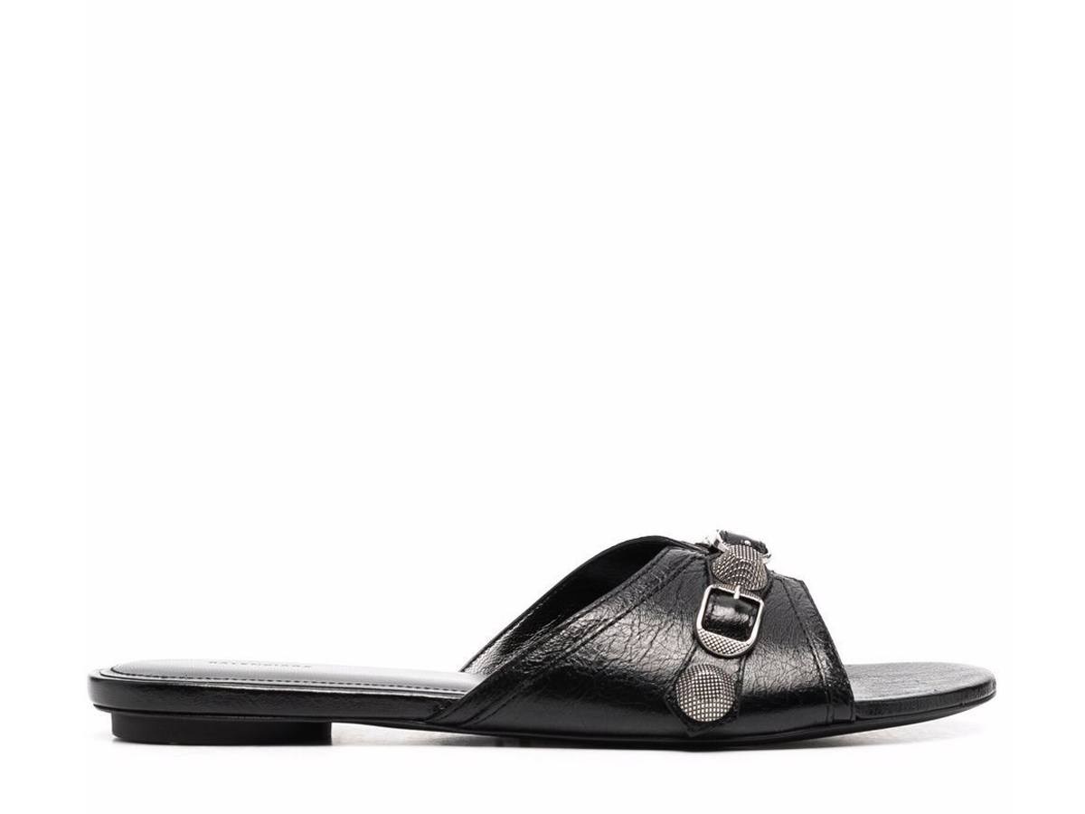 SASOM | shoes Balenciaga Cagole Leather Slidesblack Lamb 100 (W ...