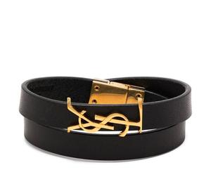 Buy SAINT LAURENT Opyum Double Wrap Bracelet In Leather And Metal at Sasom – Authentic and Ready to Ship