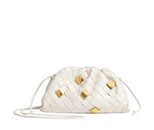Buy Bottega Veneta Pouch Mini Metallic Embellishment Chalk at Sasom – Authentic and Ready to Ship