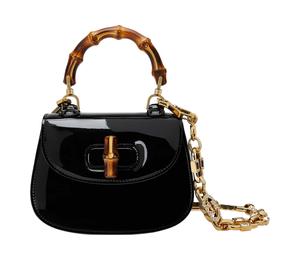Gucci Bamboo 1947 Patent Leather Shoulder Bag Crossbody Bag Handbag Mini Women's Black
