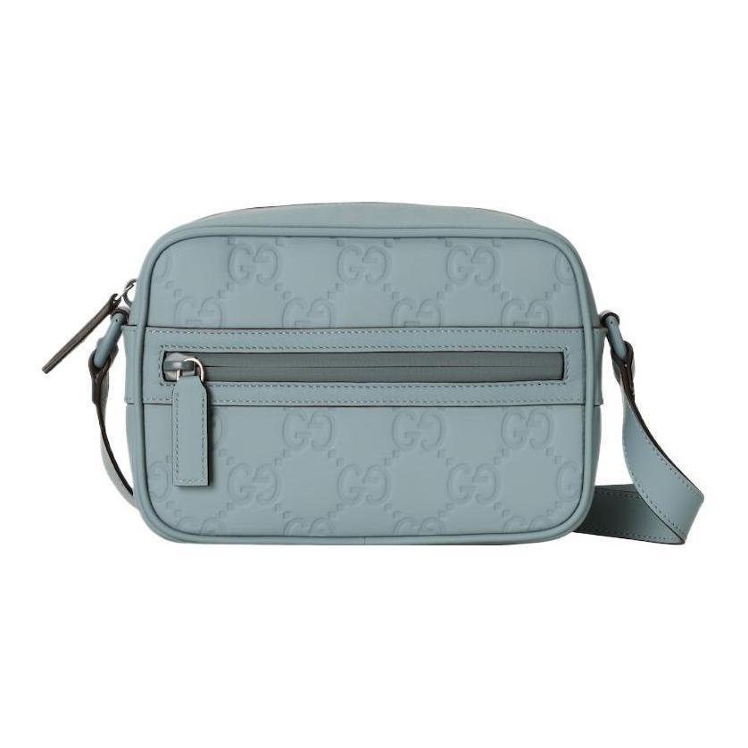 Gucci Rubber Leather Shoulder Bag Crossbody Bag Mini Men's Light Blue