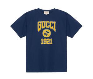 Buy Gucci Logo Print T shirt Navy Blue at Sasom – Authentic and Ready to Ship