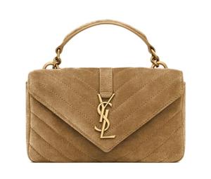 Buy Saint Laurent College Cow Split Leather One Shoulder Handbags Mini Women's Gold Leaf Color at Sasom – Authentic and Ready to Ship