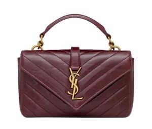 Buy Saint Laurent College Calfskin One Shoulder Handbag Mini Women's Burgundy at Sasom – Authentic and Ready to Ship