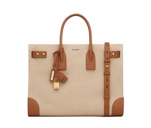 Buy Saint Laurent SAC DE JOUR Calfskin With Cotton Tote Bag Shopping Bag Handbag Large Size Men's Beige And Brick Red at Sasom – Authentic and Ready to Ship