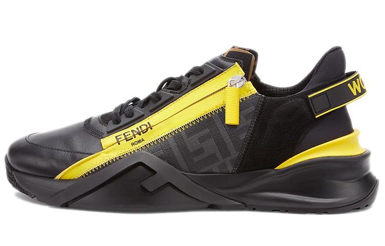 SASOM | shoes FENDI Flow Low Top Sneakers Black Yellow Check