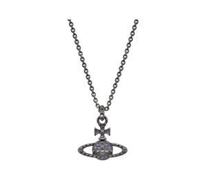 Vivienne Westwood Brass Necklaces Unisex Gunmetal Gray/Purple Diamond