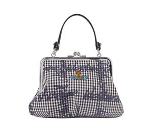 Buy Vivienne Westwood Granny Frame Cotton Handbag Women's Dark Blue & White at Sasom – Authentic and Ready to Ship
