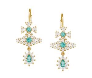 Buy Vivienne Westwood Recycled Silver Vintage Baroque Style Gaiatian Pendant Stud Earrings Women's Gold/Turquoise at Sasom – Authentic and Ready to Ship