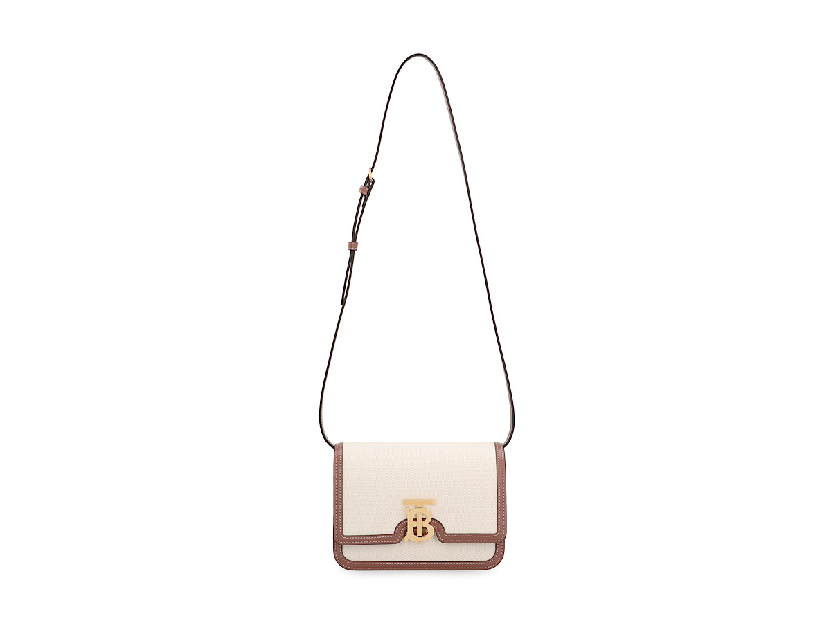 【BURBERRY】送料/関税込 TWO TONE CANVAS SHOULDER BAG Burberry Mini Two-Tone Handbag Shoulder Bag 2Way Beige Brown