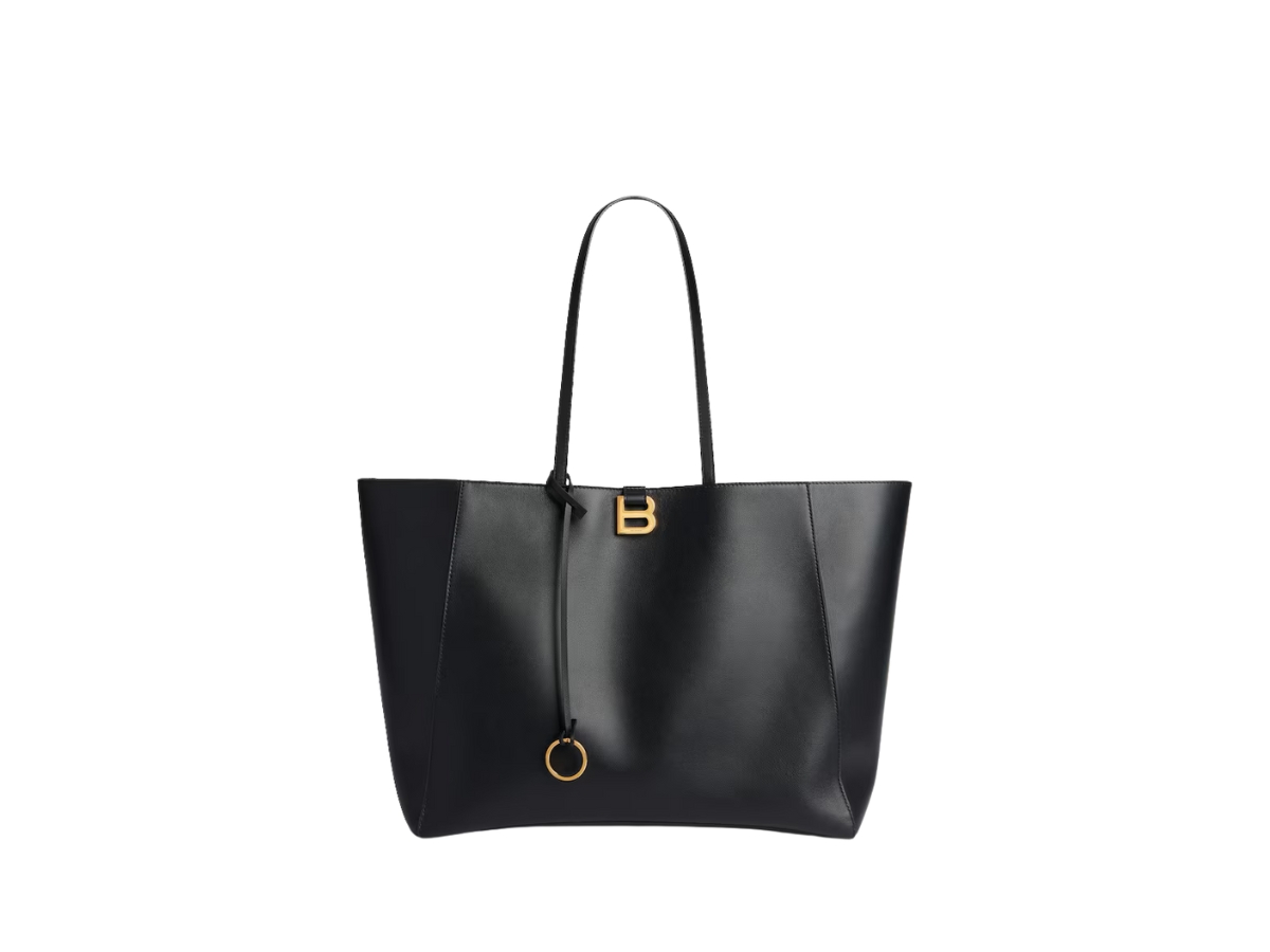 Balenciaga Hourglass Soft Large Tote Bag In Black Smooth Calfskin 