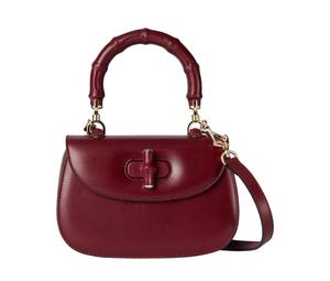 Gucci Bamboo 1947 Soft Leather Shoulder Bag, Crossbody Bag, Handbag Small Size Women's Red