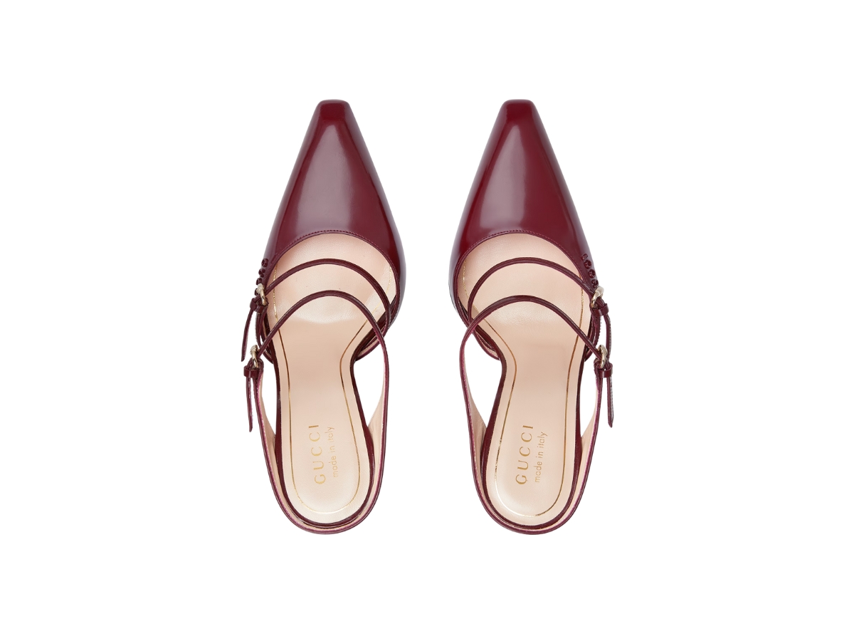 Gucci Wedge Mule In Gucci Rosso Ancora Red Shiny Leather