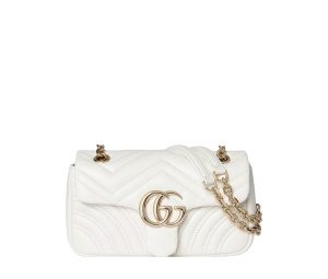 Buy Gucci GG Marmont Small In White Chevron Matelassé Lambskin With Light Gold Tone Hardware at Sasom – Authentic and Ready to Ship