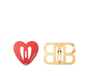 Buy Balenciaga Women's Bazaar Love Bb Snap Clip Set In Red Shiny Silver (Set Of 2 ) at Sasom – Authentic and Ready to Ship