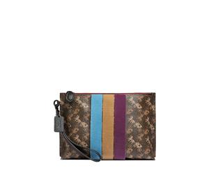 Buy Coach Charlie Pebbled Leather With Coated Canvas Wrist Bags Clutches Medium Size Women's Brown Multicolor at Sasom – Authentic and Ready to Ship