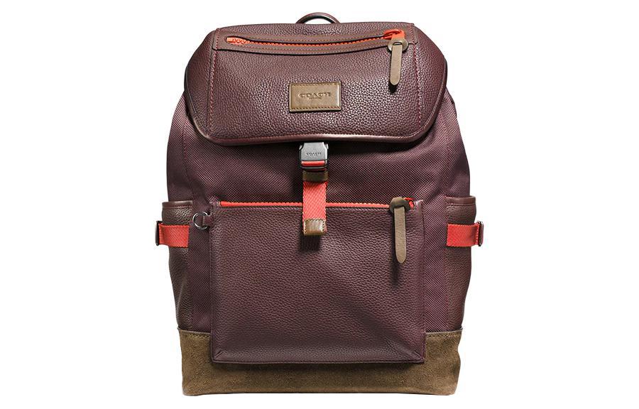 https://d2cva83hdk3bwc.cloudfront.net/86735-QBMFT-coach-manhattan-grained-leather-with-fabric-and-suede-backpack-large-size-women-s-dark-brown-1.jpg