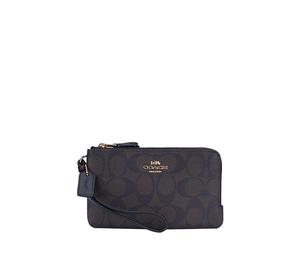 Buy Coach Corner Zip Monogram Canvas With Leather Mahjong Themed Wrist Bags And Clutches Mini Women's Black Brown at Sasom – Authentic and Ready to Ship