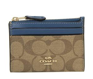 Buy Coach Mini Id Skinny Leather Card Clip Card Holder Mini Women's Blue & Brown Monogram at Sasom – Authentic and Ready to Ship