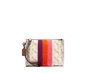 Buy Coach Charlie Canvas Clutch Medium Size Women's Brown/White Multicolor at Sasom – Authentic and Ready to Ship