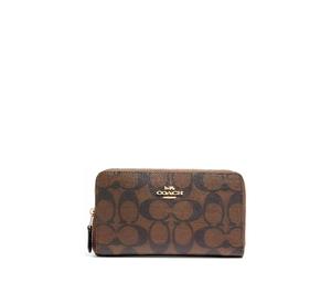 Buy Coach Zip Around Canvas Handheld Card Holder Wallet Medium Size Women's Brown at Sasom – Authentic and Ready to Ship