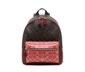 Buy Coach Charlie PVC Backpack Medium Size Red/Pink & Black/Brown at Sasom – Authentic and Ready to Ship