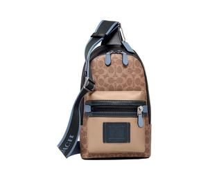 Buy Coach Academy Canvas With Leather Sling Bags Crossbody Bags Medium Size Men's Khaki & Dark Blue at Sasom – Authentic and Ready to Ship
