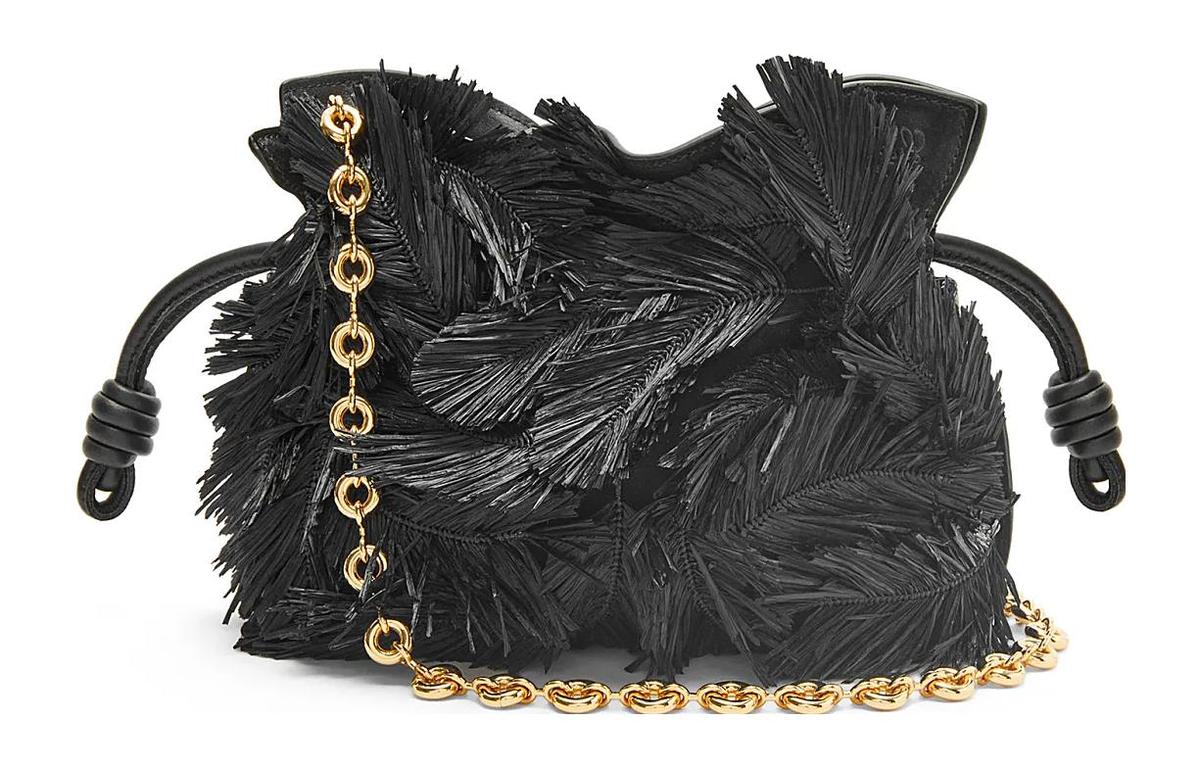 https://d2cva83hdk3bwc.cloudfront.net/A411FC2X45-1100-loewe-howl-s-moving-castle-suede-and-raffia-one-shoulder-crossbody-clutches-mini-unisex-black-1.jpg