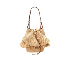 Buy Loewe Balloon Raffia Fiber Combined With Cow Leather Pleated Portable Crossbody Bag Shoulder Bag Women's Brown at Sasom – Authentic and Ready to Ship