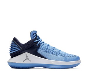 Buy Jordan XXXII Low University Blue Black White Metallic Silver (GS) at Sasom – Authentic and Ready to Ship