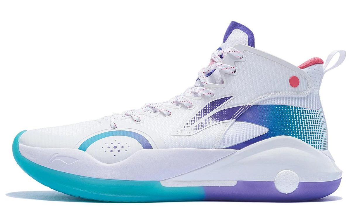 LiNing YuShuai 15 Cushioning Anti Slip And Wear Resistant High Top  Basketball Shoes Men's White Blue